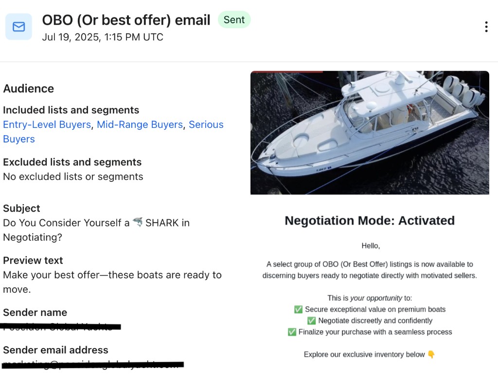 Marketing — OBO negotiation email campaign