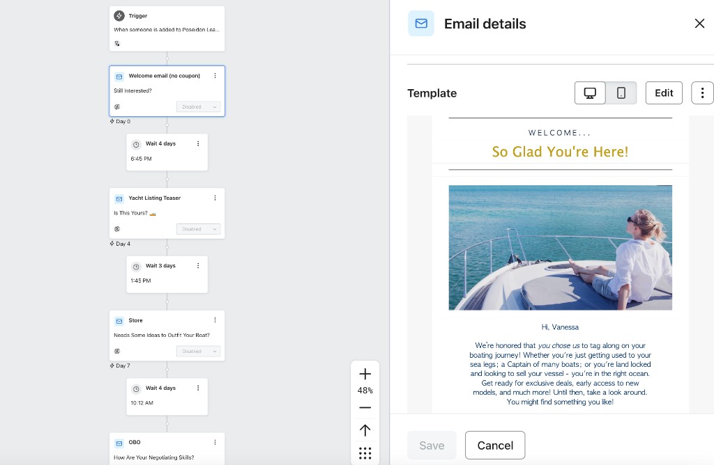 Marketing — yacht welcome email series